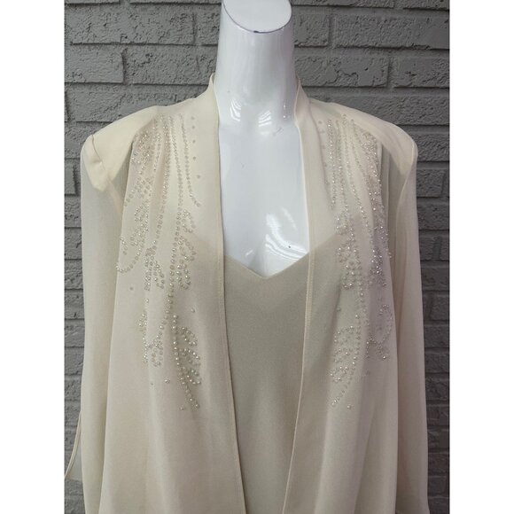 R&M Richards Women's Formal Cream Sequin Dress with Jacket Mother of the Bride 2 - Picture 9 of 13
